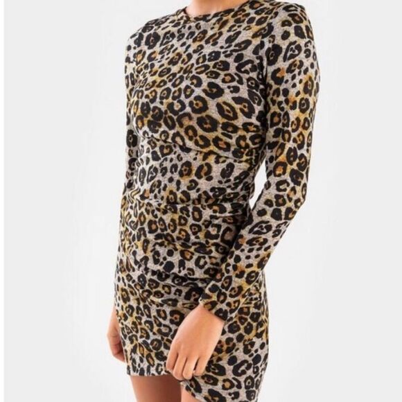 Francesca’s Collection Leopard Print Runched Dress Size XXS - Picture 2 of 11